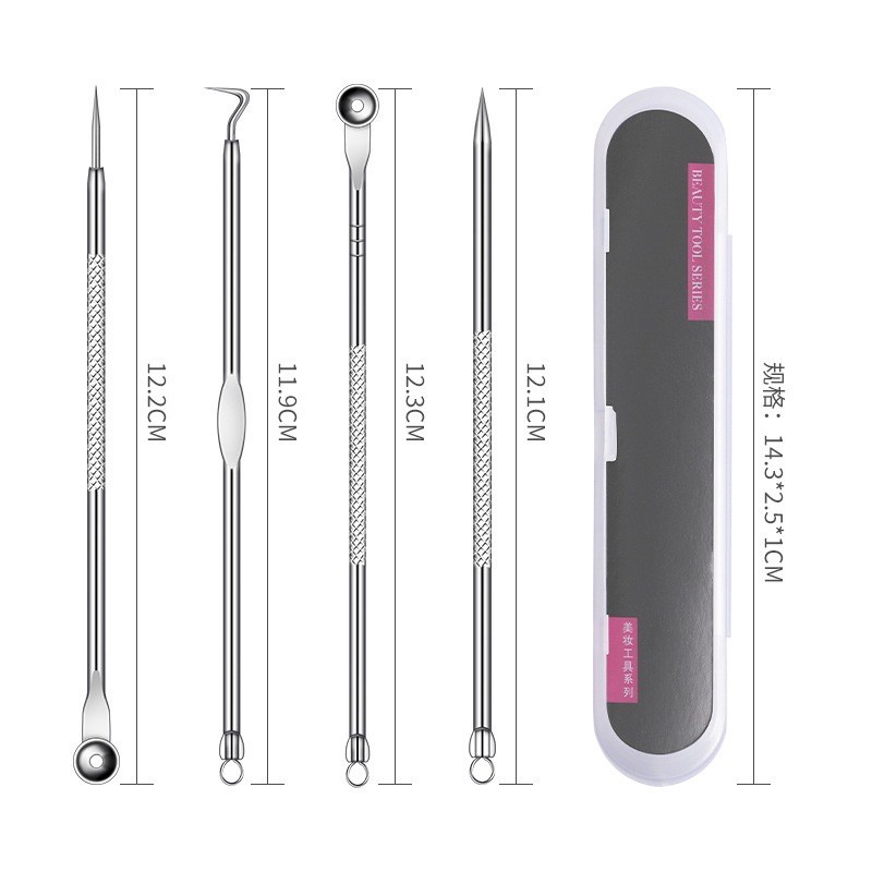 Komedo, jerawat dan set jarum komedo Set jerawat stainless steel    Acne removal needle set