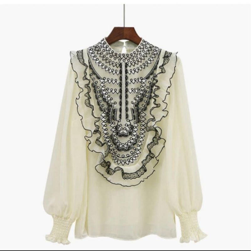 MDLV ~ 7655 STELLA EMBROIDERED TOP KOREA BLOUSE WANITA BLOUSE PREMIUM BLOUSE KOREA FASHION IMPORT