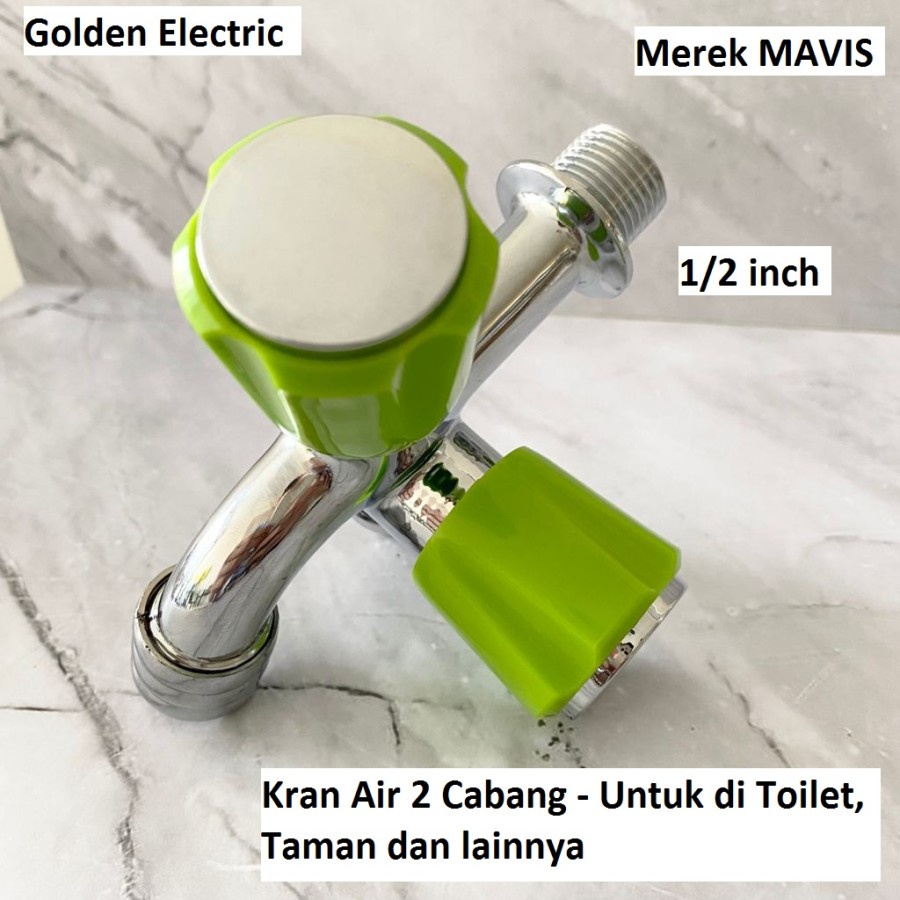 Kran Keran Air Tembok 2 Cabang Stainless Steel 1/2 inch WC Taman Hijau