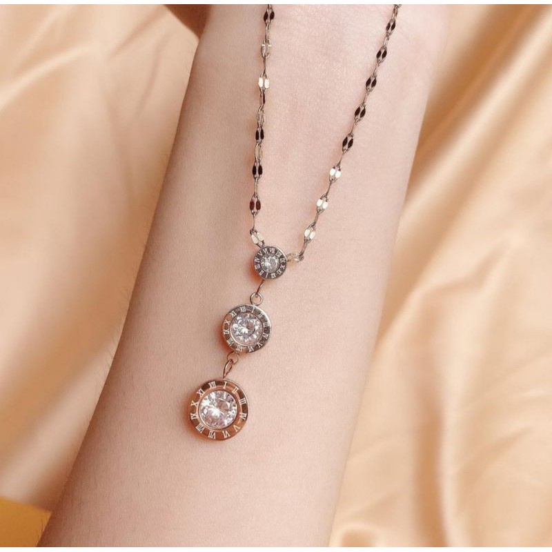 Kalung Titanium Premium Lapis Warna Emas 18K /Kalung wanita titanium anti karat Ala Korea Untuk Wanita Rantai Choker