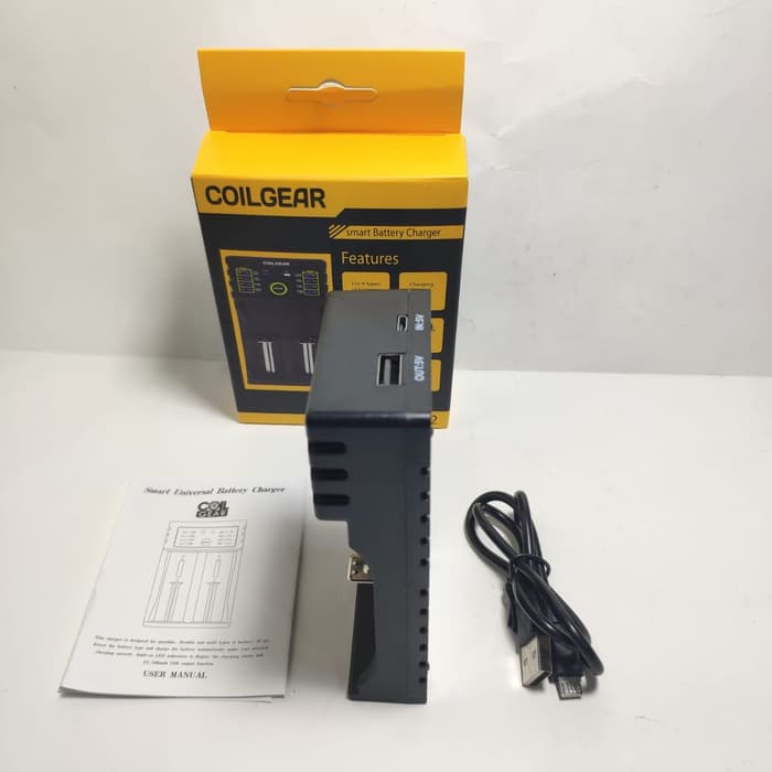 Authentic CoilGear Charger G2Baterai 18650 2 Slot with USB Output