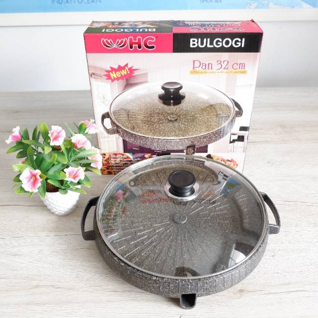 promo HC Korean Bulgogi BBQ Grill Pan [32 cm] Black alat panggang