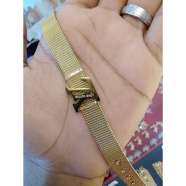 gelang rantai tangan LV MTF TALI JAM 34 GOLD