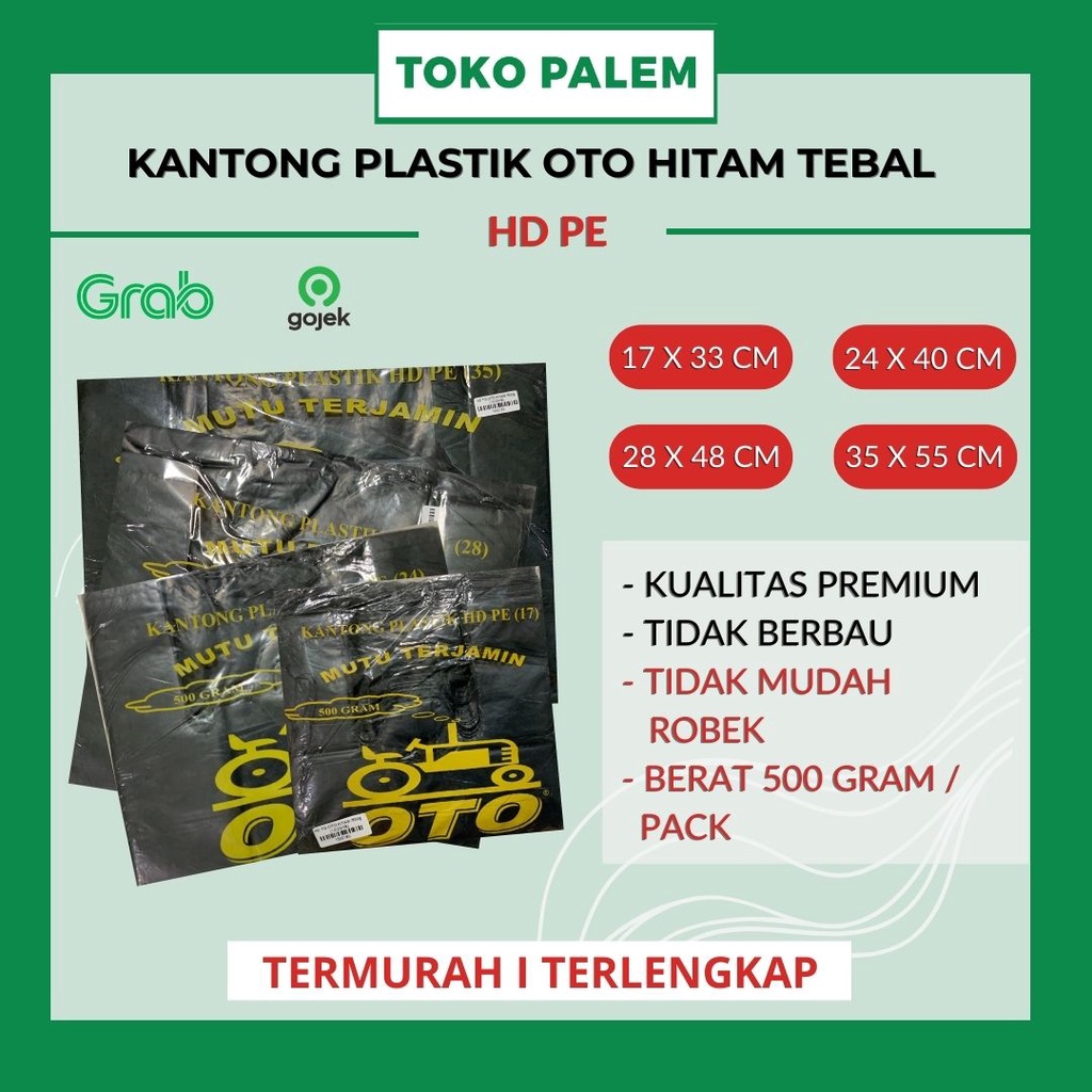KANTONG PLASTIK OTO HITAM UK. 17 24 28 35 / KRESEK