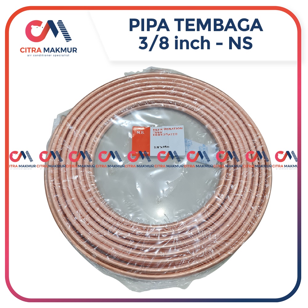 Pipa Tembaga Kulkas 3/8 inci per meter meteran 9 mm Las Freezer Oksigen NS Nippon Steel ASTM inch