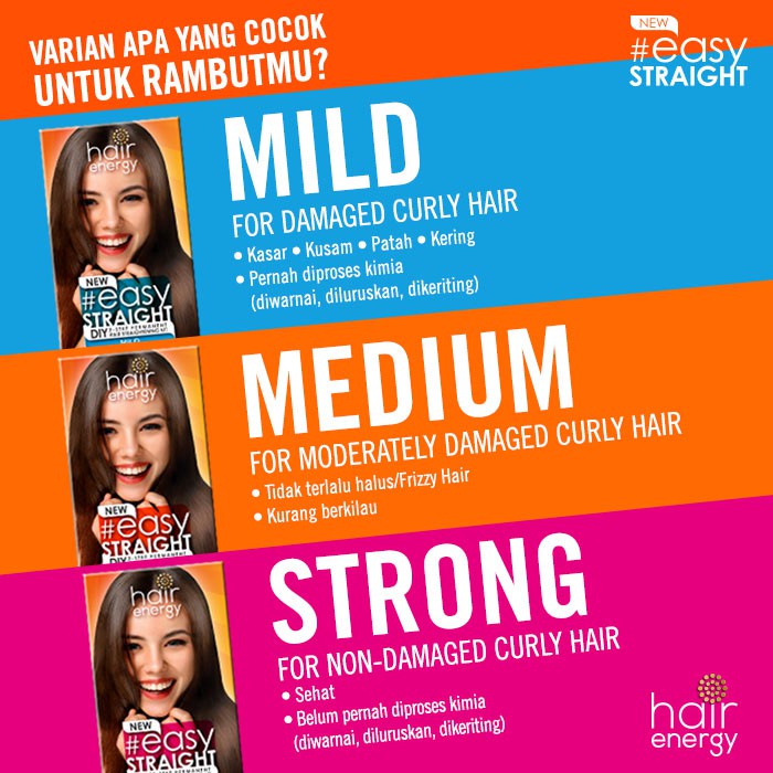 Makarizo Hair Energy Easy Straight - MILD / MEDIUM / STRONG 80 mL Pelurus Rambut / Makarizo Easy Straight