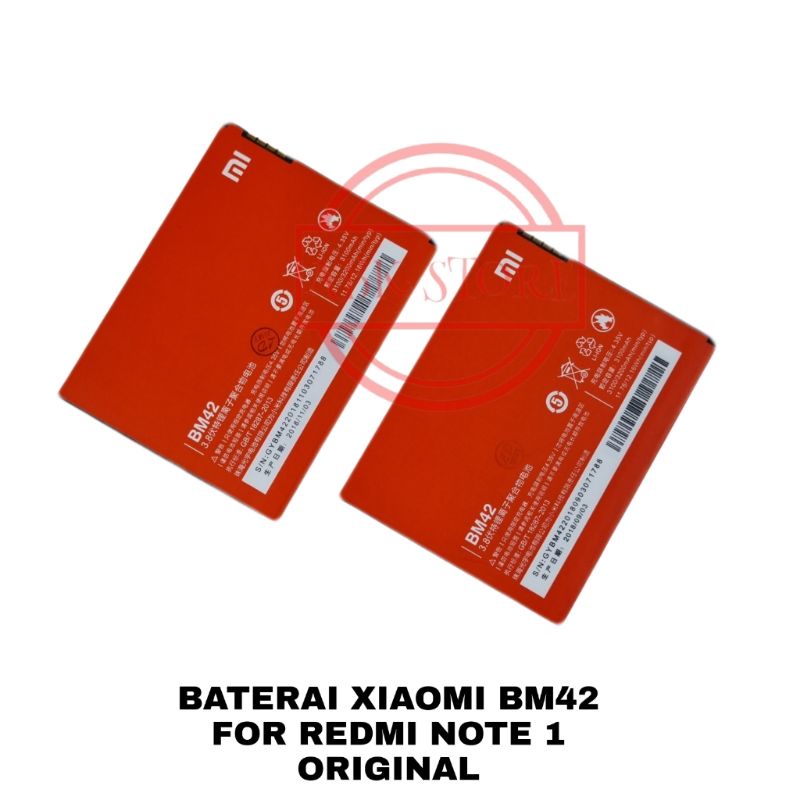 BATRE BATERAI BATTERY XIAOMI REDMI NOTE 1 BM42 ORIGINAL