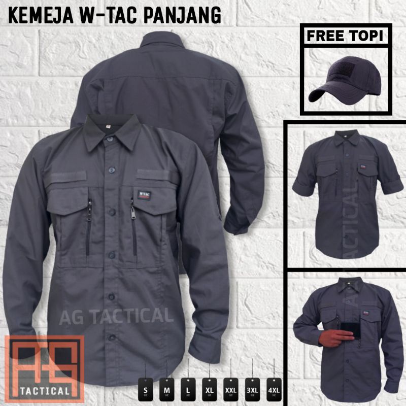 Kemeja W-Tac Lengan Panjang BONUS TOPI VELCRO