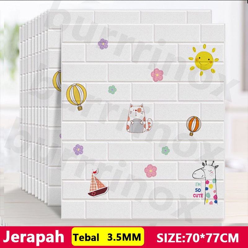 【WR】Wallpaper Dingding 3D Foam Motif Batu Bata Dekorasi Dinding Kamar Murah-Jerapah(3mm)