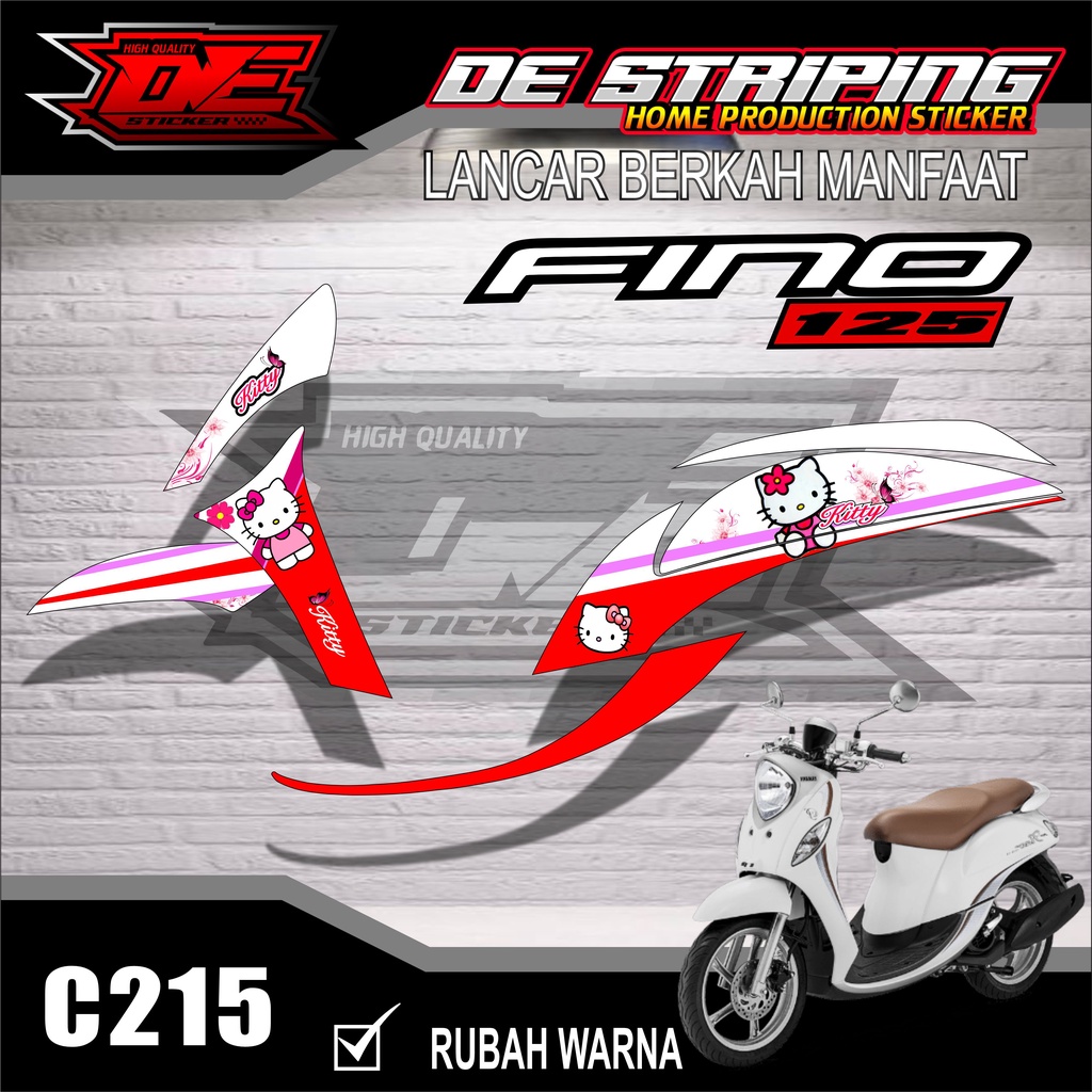 Hello Kitty Striping stiker Motor Fino 125 (C215) stiker Motor sticker Variasi Racing Semi Full Kere