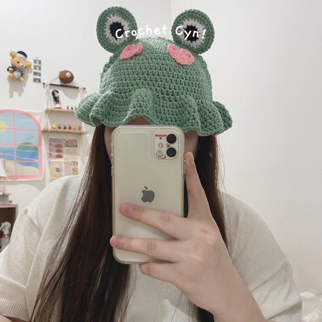 Frog Crochet Bucket Hat / Topi Rajut Kodok