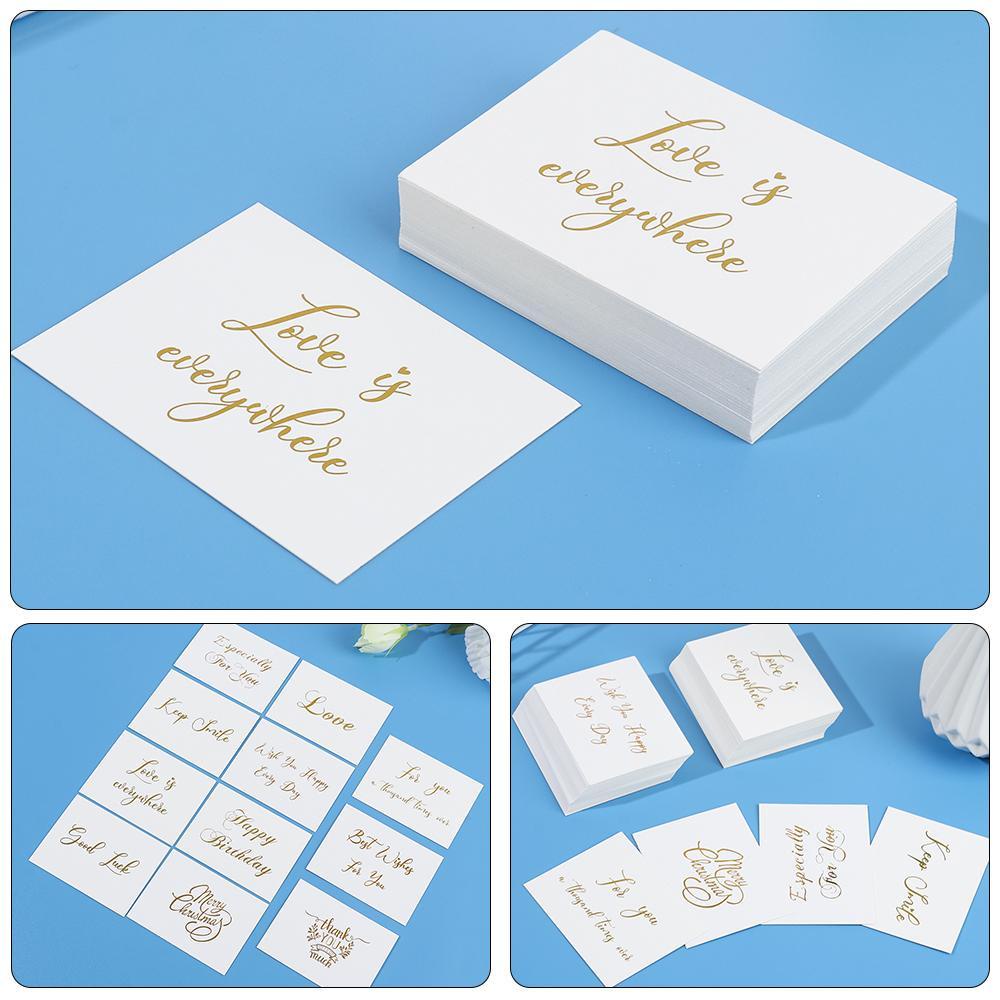 Preva 50PCS Kartu Ucapan Putih DIY Pesta Pernikahan Happy Birthday Gold Stamping