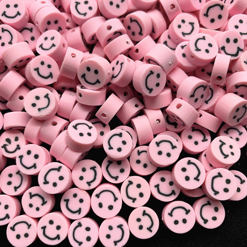 30 Pcs / Pack 10mm manik-manik tanah liat polimer smiley