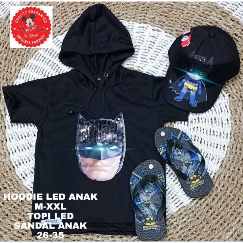 Kaos hodie anak LED lampu menyala untuk usia 2-10 tahun/paket hemat