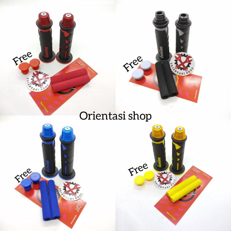 Handgrip domino bintik new + Jalu stang cnc model lancip+Busa handle free Penutup handgrip bisa buat semua motor/ Universal