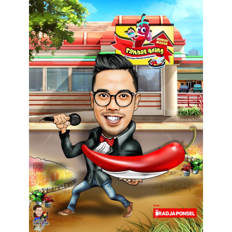 Karikatur digital personal/single karikatur/1 orang
