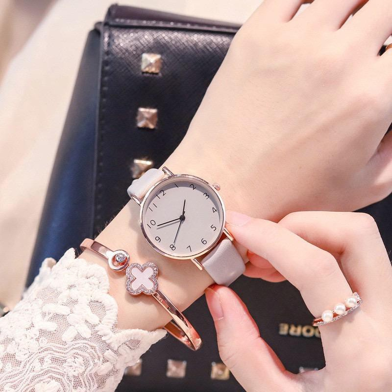 PA Jam Tangan Wanita Kulit Korea Strap PU Leather Polos Analog Quartz Fashion Korean Watch Casual JF072