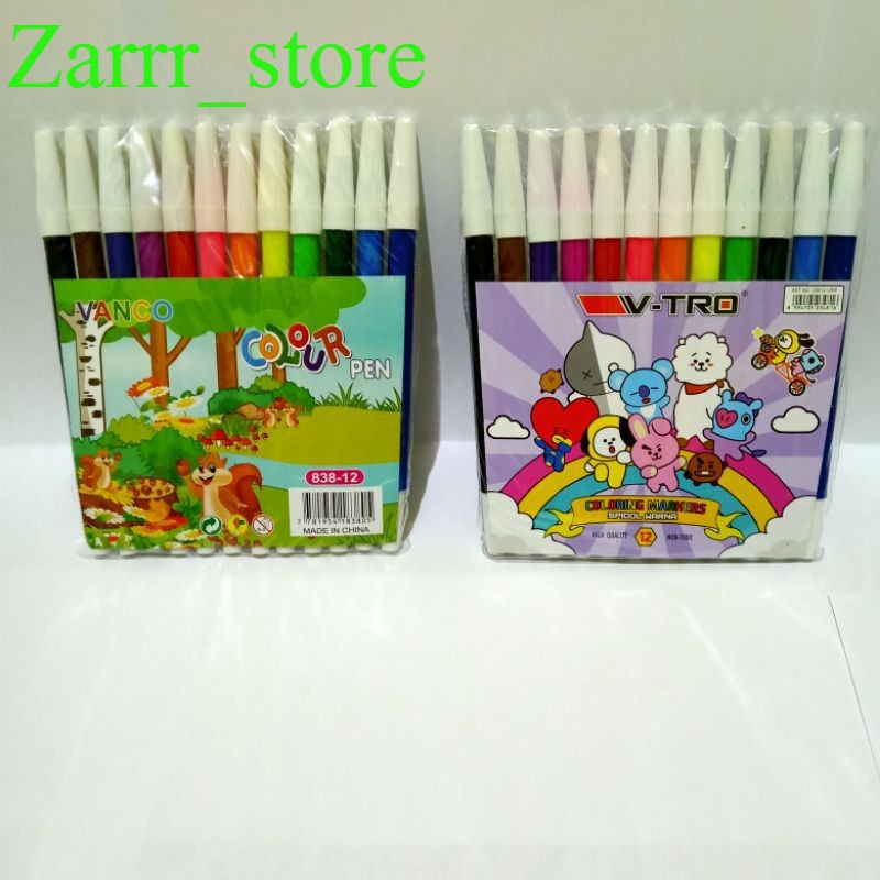 

12 WARNA 1 SET Colour Pen Spidol 12 Warna Zendi 838-12