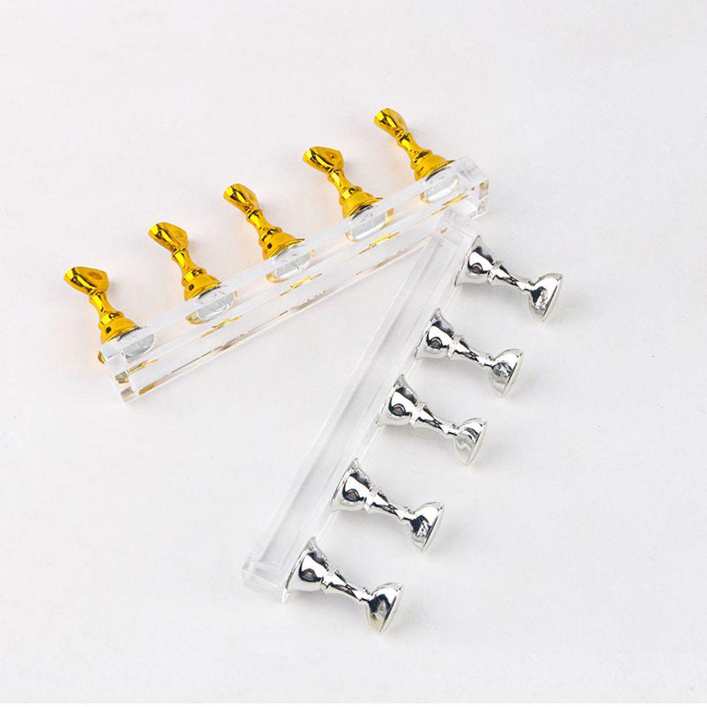 Mxbeauty Fake Nail Tip Holder Wanita 5Pcs Alat Pajangan Kuku Palsu Tip Magnet Nail Art Training Latihan Kuku Palsu Model Praktek Nail Art Stands