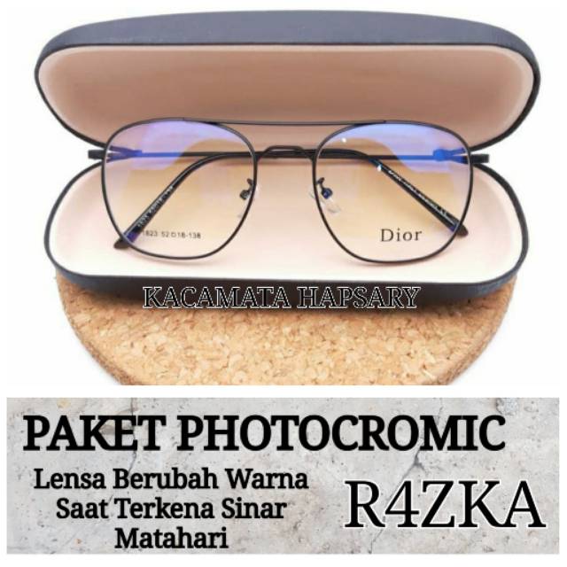 PAKET FRAME + LENSA PHOTOCROMIC ANTI RADIASI | KACA MATA MINUS | KACAMATA PRIA &amp; WANITA 1823