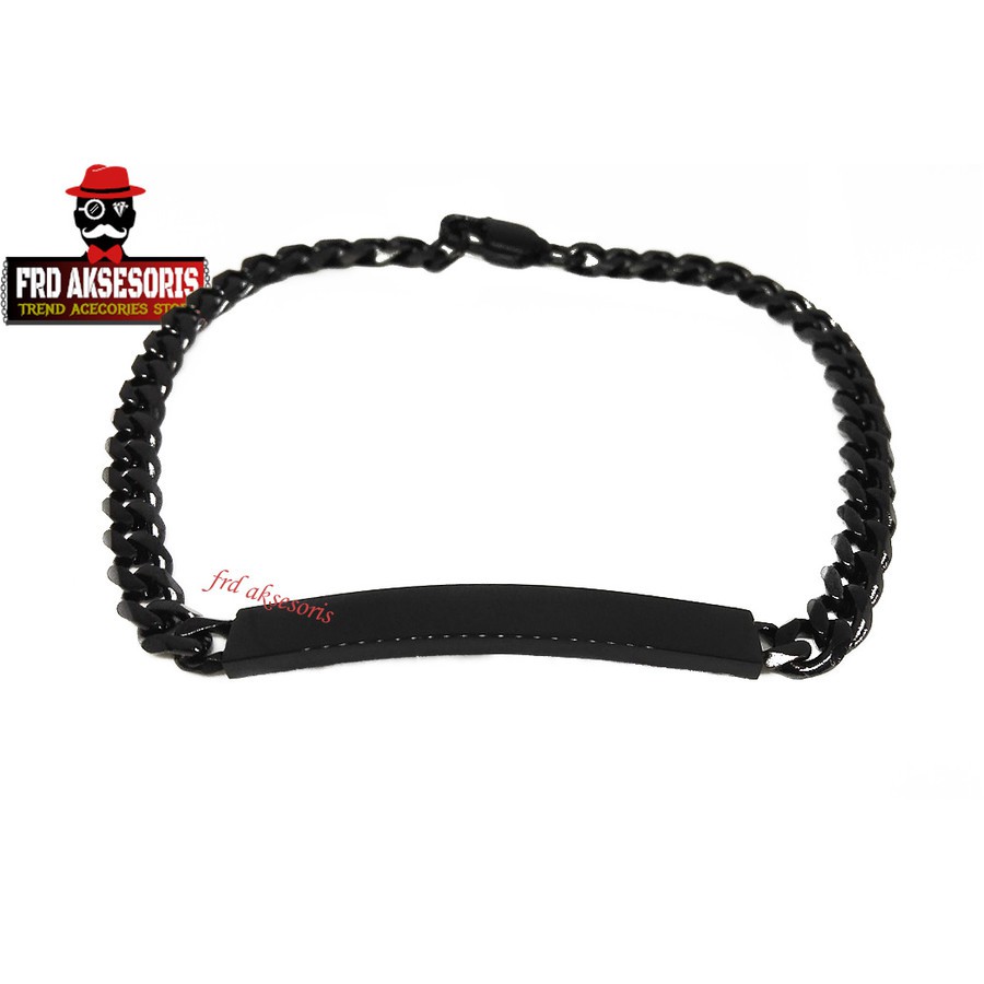 Gelang Rantai Kecil Titanium Import - Hitam Polos