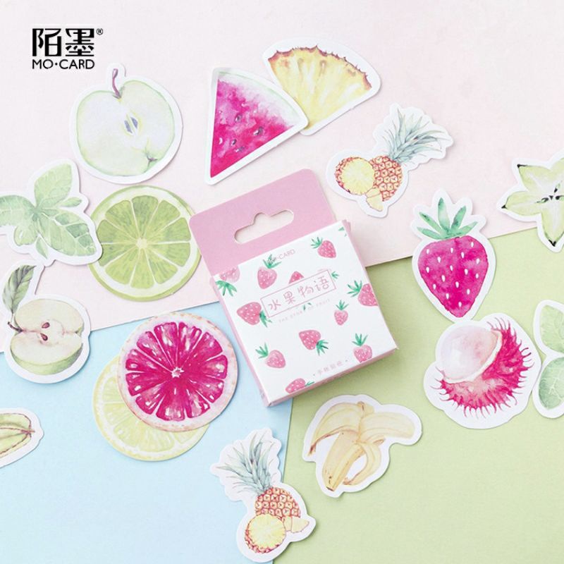 

stiker lucu motif buah dekorasi scrapbook isi 45pcs