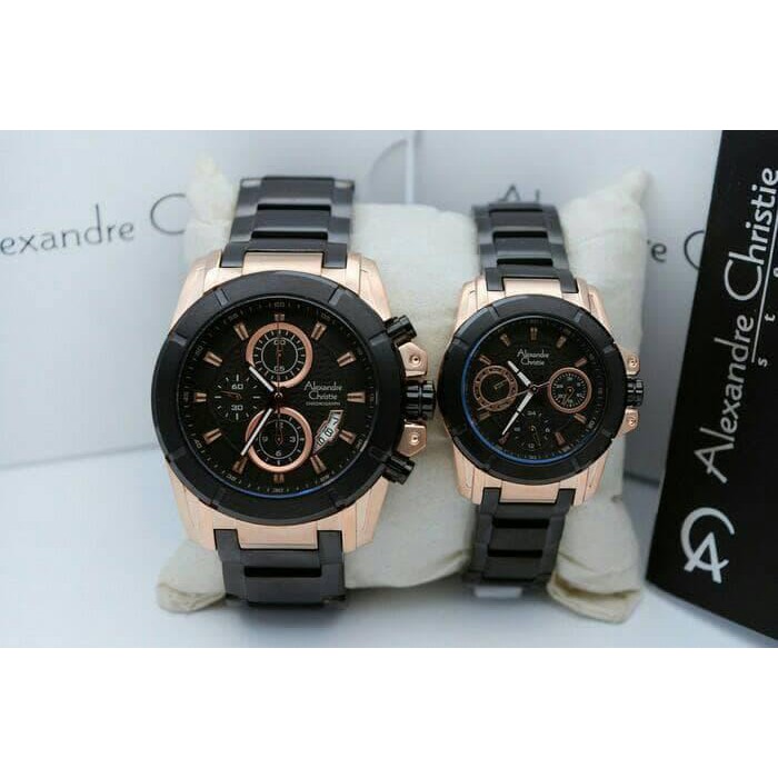 Terlaku Alexandre Christie Ac 6226 Couple Rosegold Black. Garansi Resmi 1Thn