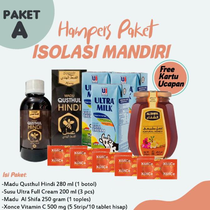 

Hampers Paket Isoman Covid - Madu,Qusthul Hindi,Susu,Vitamin (Paket A) Terlaris
