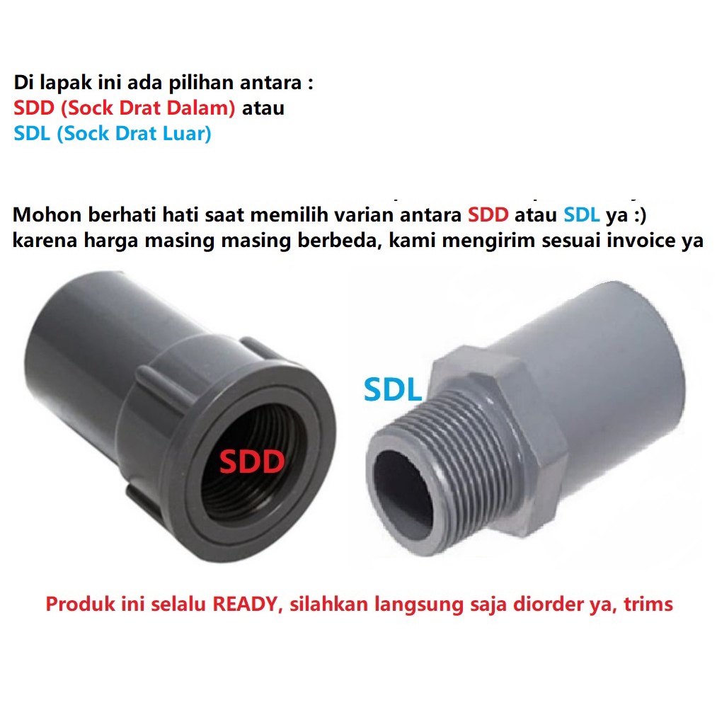 SDD sock drat dalam PVC Rucika AW 3&quot; 4&quot; 3 4 in inch faucet socket sok sambungan pipa pompa pralon