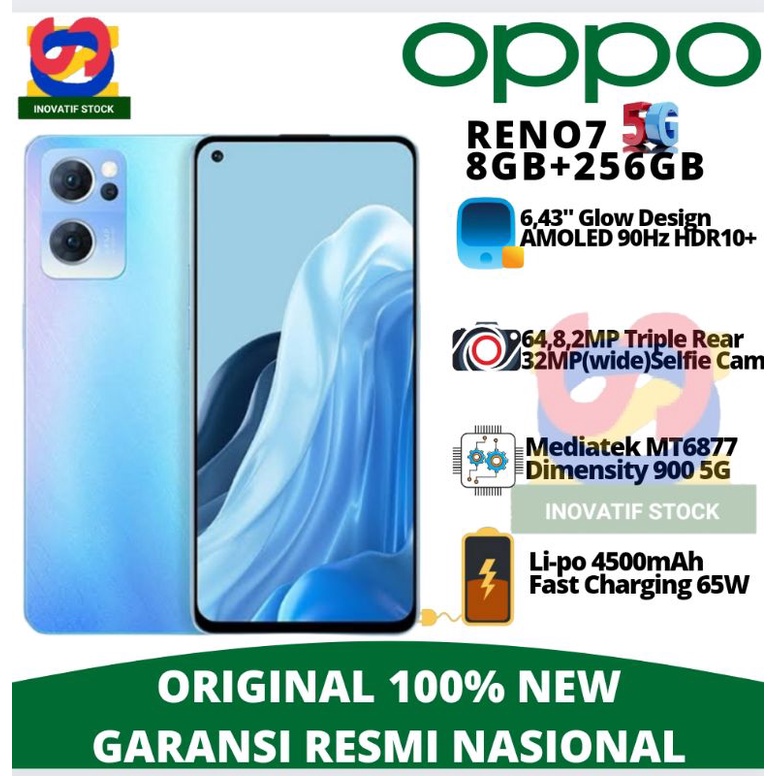 HP BARU OPPO RENO7 5G | RENO7 Z 5G | RENO5 Bokeh Flare Potrait Ultra Slim Retro+Glow Design NEW 100% ORI GARANSI RESMI-RENO7 5G 8/256 BLUE