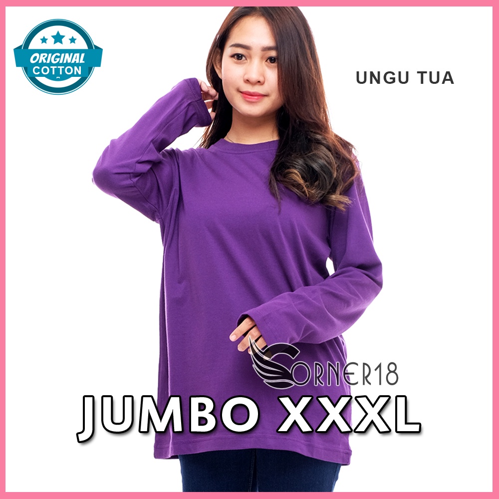 Kaos Polos Oversize Wanita Lengan Panjang Unisex Murah Ungu Tua