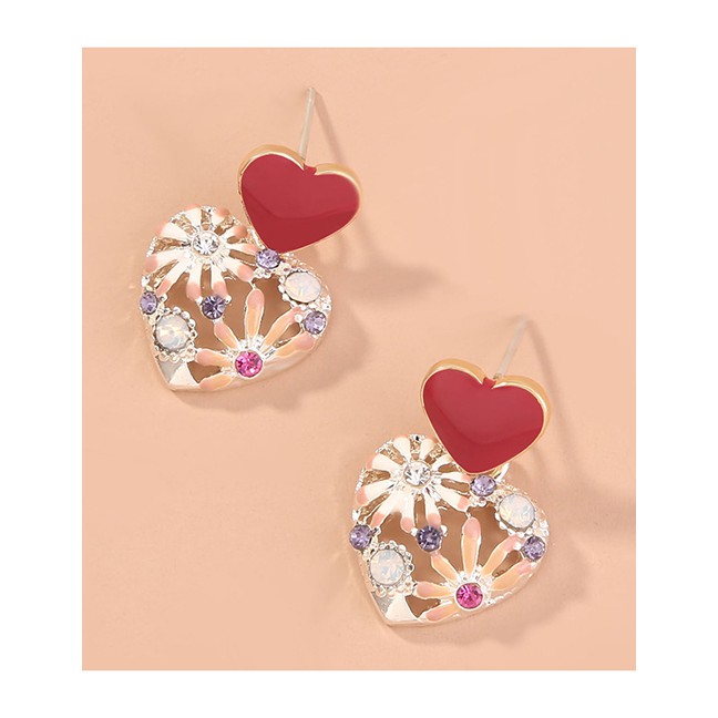 LRC Anting Tusuk Fashion Love Love Flower Cutout Diamond P92853