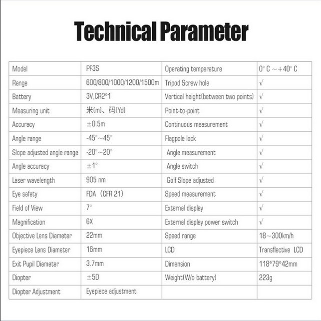 Mileseey PF3S 600M Golf Laser Rangefinder Teleskop Distance Meter Teropong