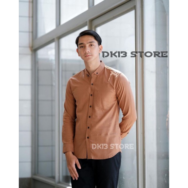 Kemeja Panjang Pria Polos Warna Mocca/Coklat Original Size M L XL XXL XXXL