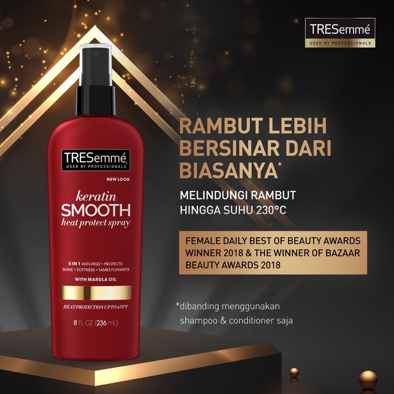 Tresemme Keratin Smooth Heat Protect Spray Marula Oil 236ml Original COD - Spray Rambut Protection 236 ml