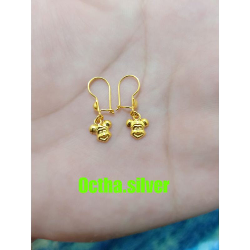 ANTING MICKEY ANAK PERAK 925 LAPIS MAS ASLI