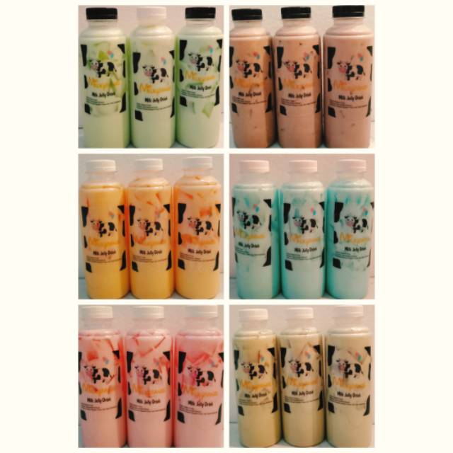 

Milky jelly drink (susu jelly varian rasa coklat,strawberry,melon,mangga,alpukat,bubblegum)