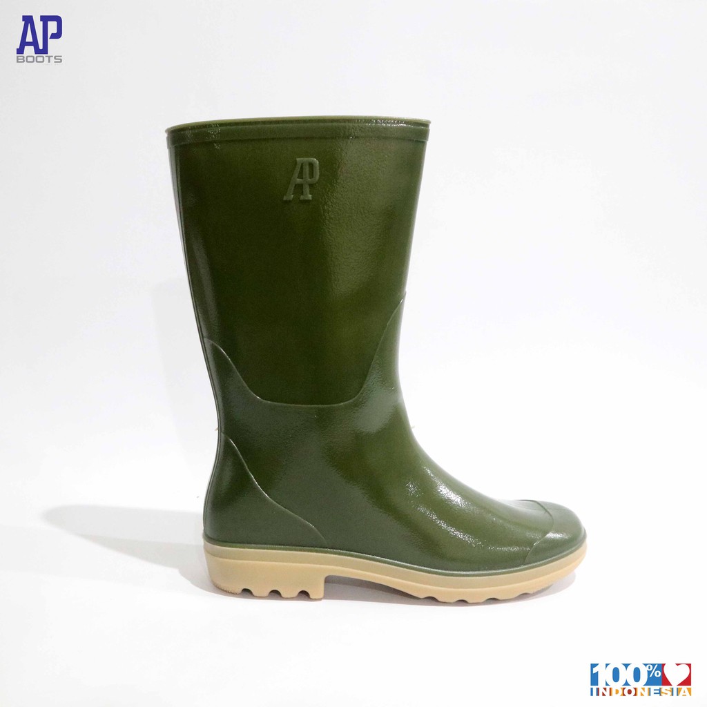 AP 9303 GREEN 44-45 BIG SIZE - SEPATU BOOT SAFETY KARET - AP BOOTS