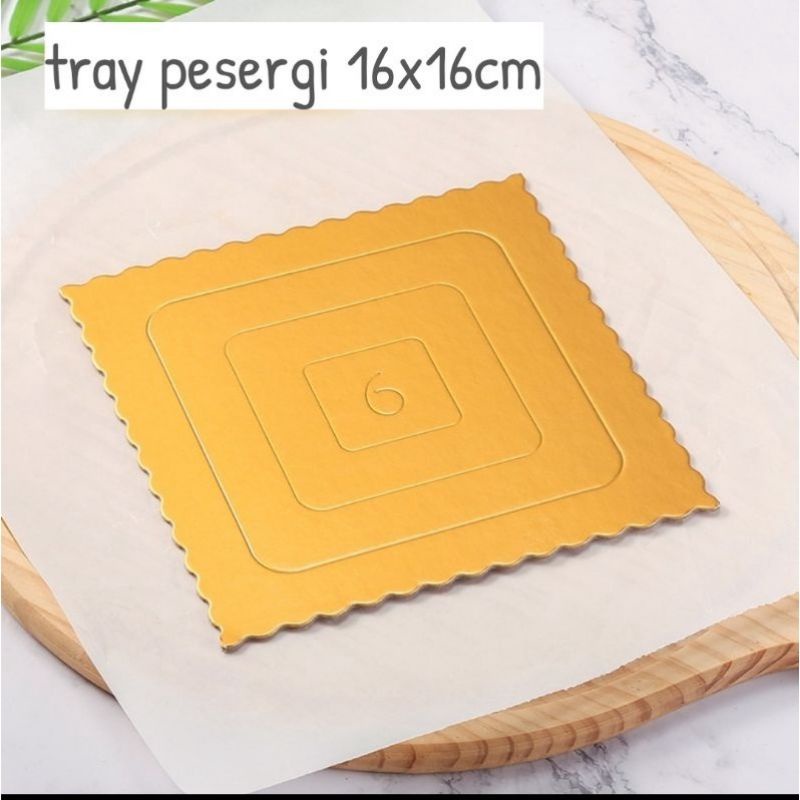 TATAKAN KUE TART CAKE BOARD BULAT/PERSEGI  EMAS