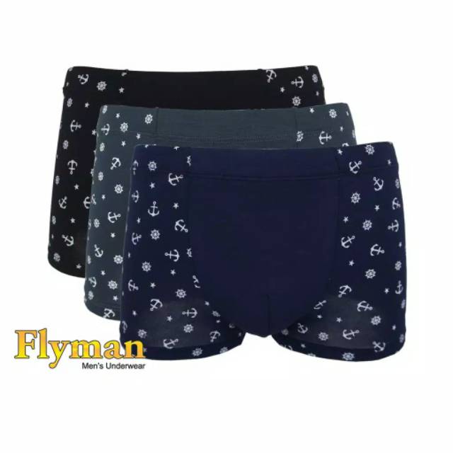 Flyman Celana Dalam Boxer Pria Anchor 3 PCS FM 3167 Pakaian Dalamgood  god