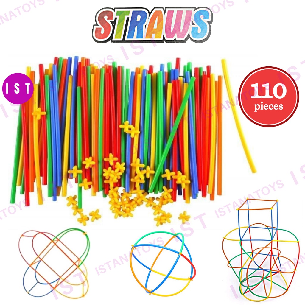 mwn.toys Magic Straws isi 110 pcs- Straws and Connectors Building Toys