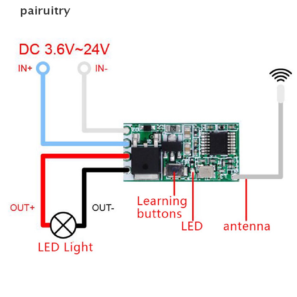 Prt 433Mhz 1CH RF relay receiver remote control wireless Untuk Lampu PRT