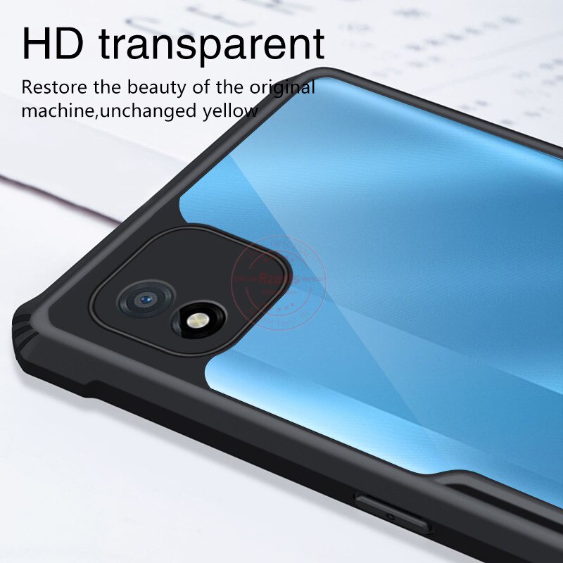 Case REALME C20 Armor Fushion Transparent Casing + Tempered Glass Full Layar dan Skin Carbon