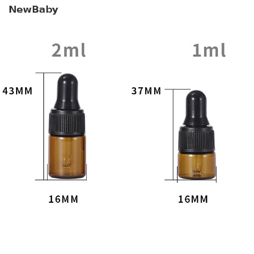 10pcs Botol Kaca Kosong Ukuran 1 / 2 / 3 / 5ml Untuk Essential Oil