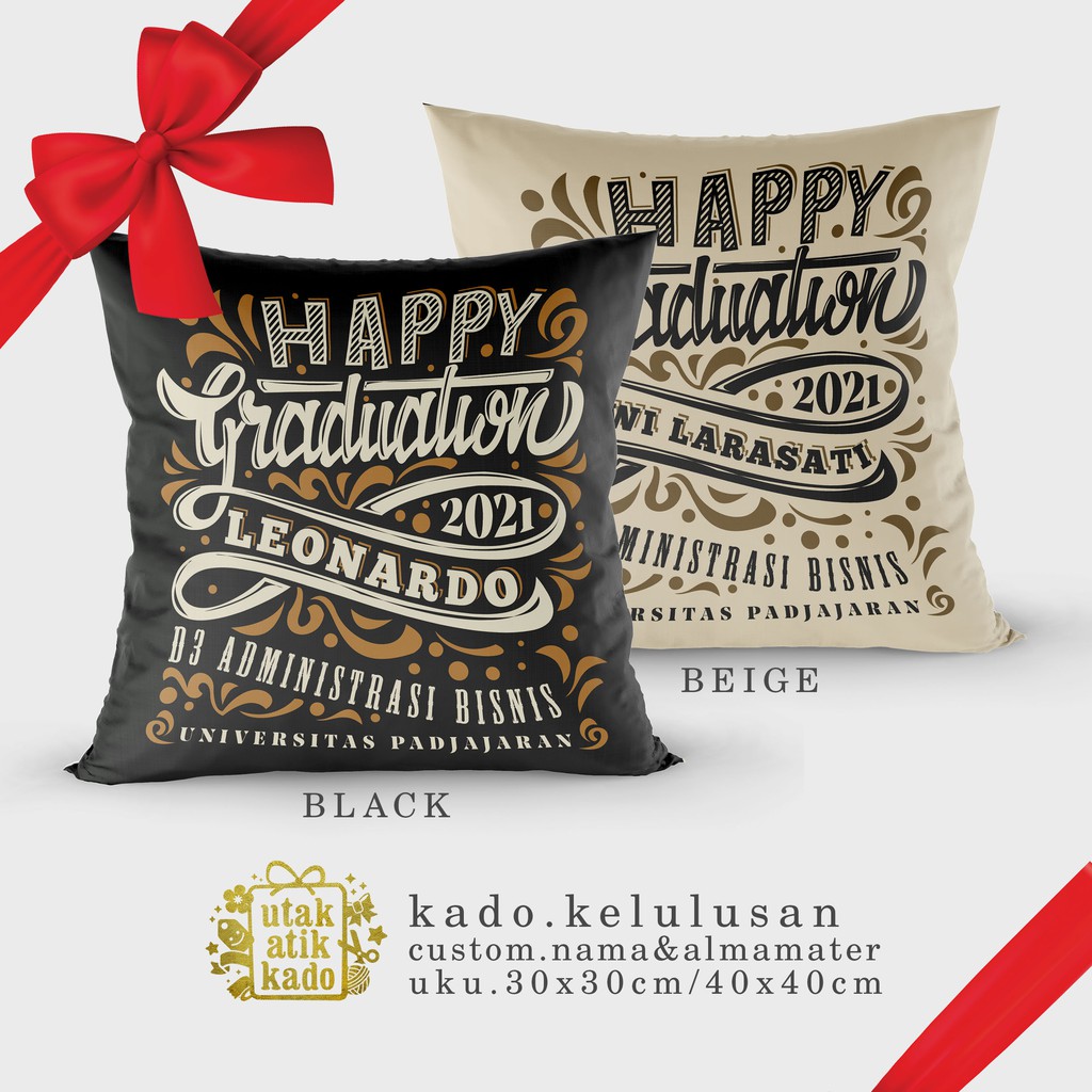 

KADO KELULUSAN/GRADUATION BANTAL CUSTOM NAMA & ALMAMATER