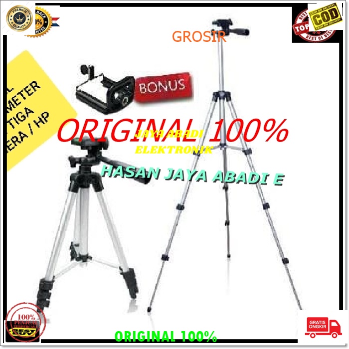 J150 ORIGINAL TRIPOD KAMERA KAKI TIGA HOLDER HANDPHONE CAMERA PENOPANG PANJANG 1 METER STAND STANDING GANTUNGAN HANDPHONE MULTI UNIVERSAL MAMPU MENAHAN BEBAN 4 - 4KG KOKOH KUAT ANTI JATUH ANTI KARAT PENOPANG  MEREKAM STANDING ALUMINIUM METAL PANJANG