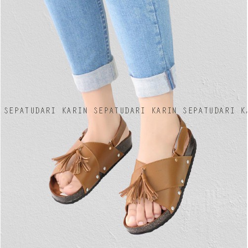 Sepatudari Karin Real Pic Sandal flat wanita Model Tali KR-SDF0042