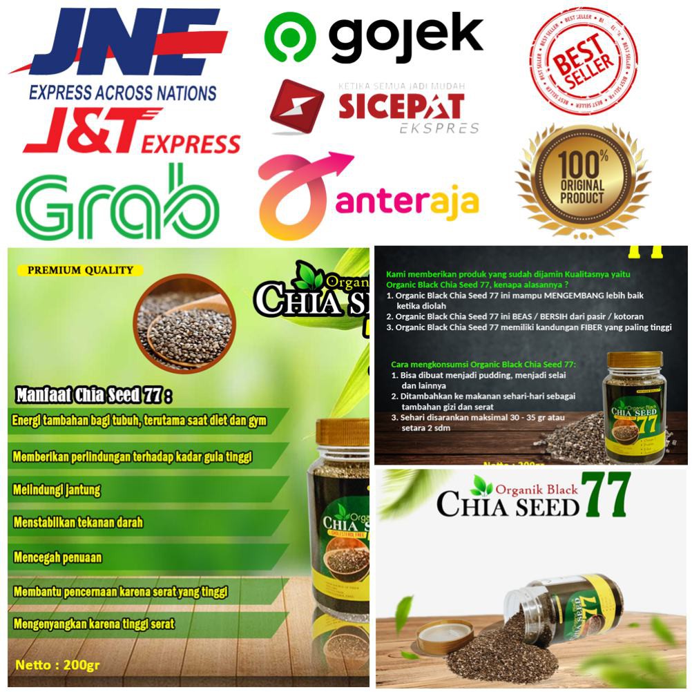 Chia Seed Black Original 77 / Bersih dari Pasir dan Kotoran / 100% Original