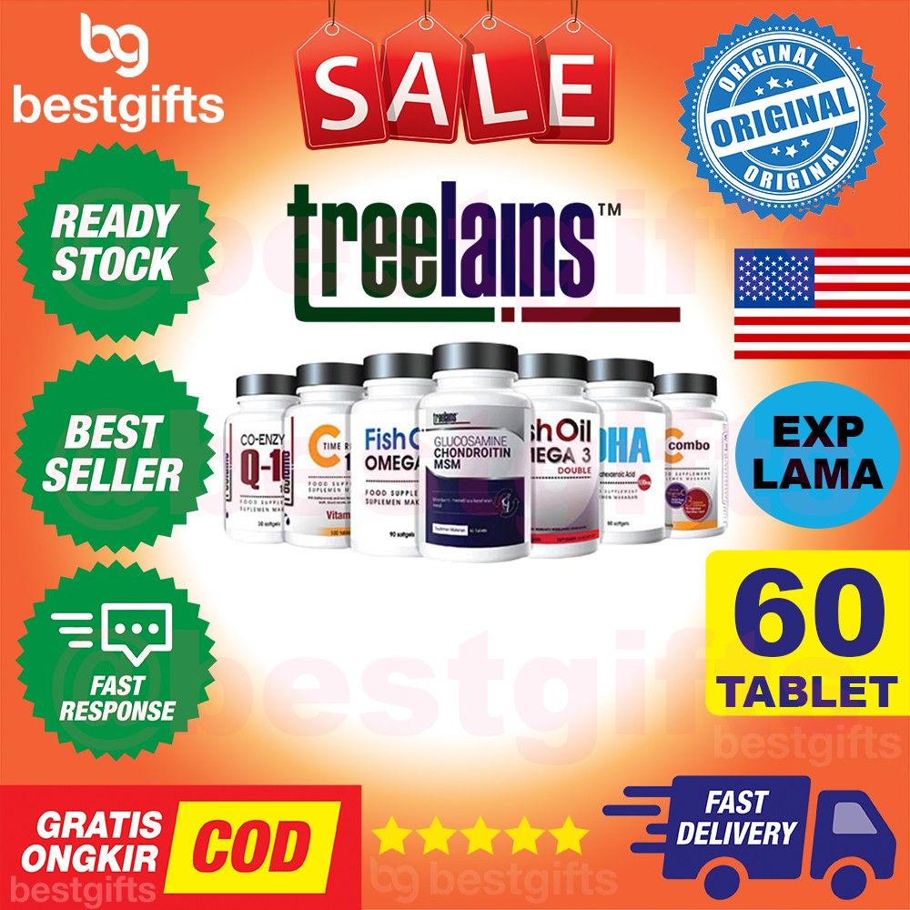 TREELAINS GLUCOSAMINE CHONDROITIN MSM PELUMAS NYERI SENDI TULANG RAWAN KUMAN VIRUS BAKTERI 60 TABLET