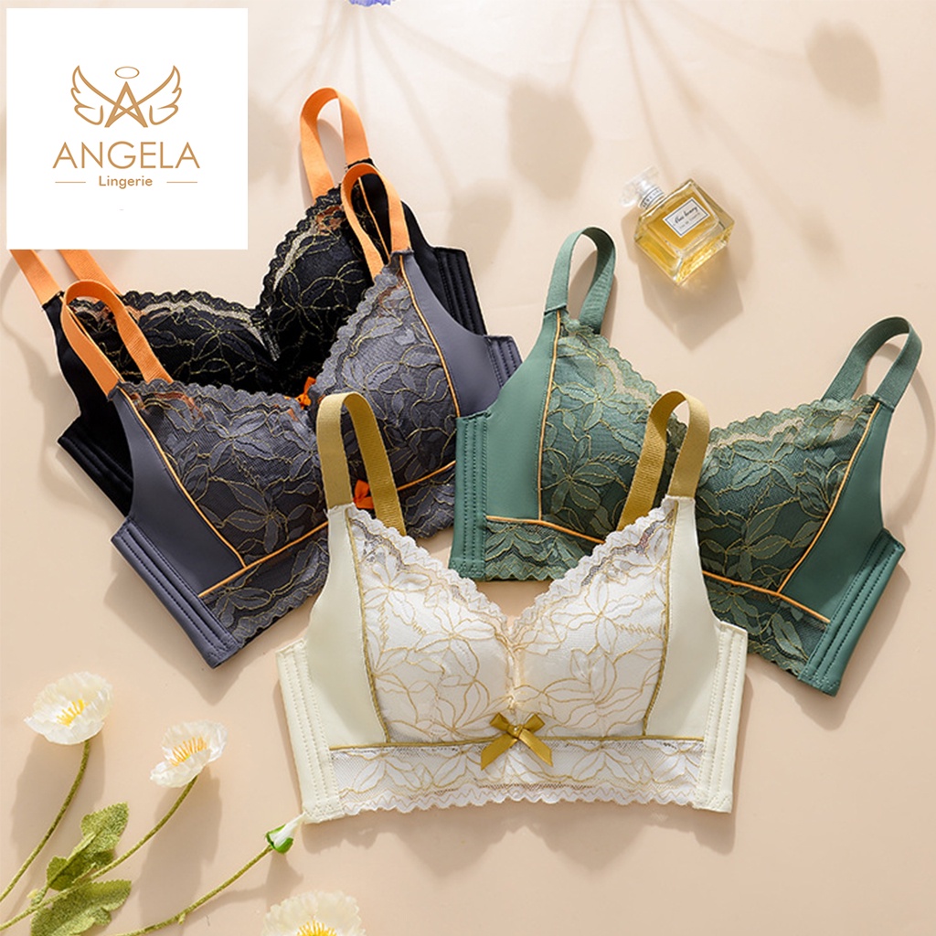 ANGELA PREMIUM JAPAN Bra BH Push Up Set Tanpa Kawat Celana Dalam Wanita Bikini Sport Beha Lingerie Korea Fashion Bralette Remaja Perempuan Sexy Pakaian Dalam COD Renang Motif Cewek Pita Bunga Murah Valerie Jumbo Pengait Banyak Import